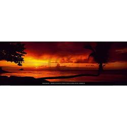 Foto van Tom mackie - tropical beach at sunset kunstdruk 95x33cm