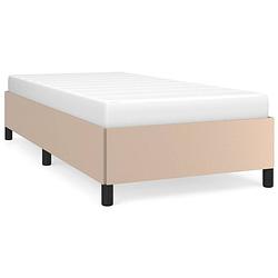 Foto van The living store bedframe cappuccino - 203 x 103 x 35 cm - kunstleer - multiplex lattenbodem