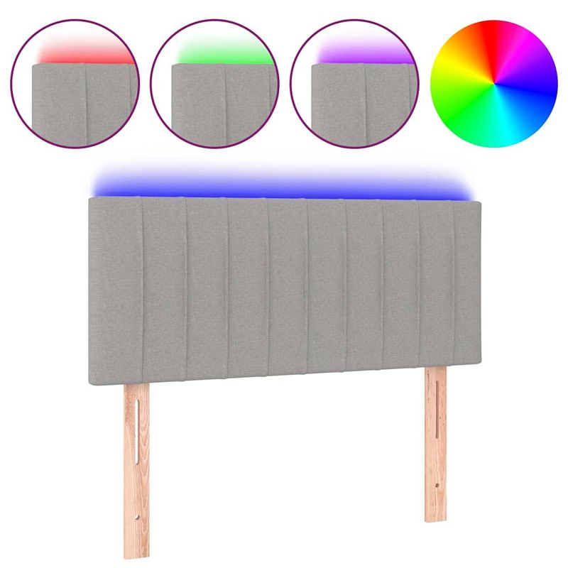 Foto van The living store hoofdeind - classic led - bedaccessoires - 100x5x78/88 cm - lichtgrijs