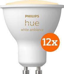 Foto van Philips hue white ambiance gu10 12-pack