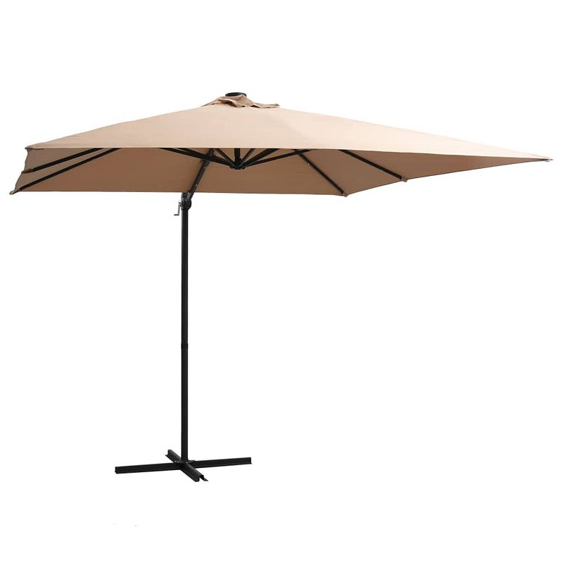 Foto van Vidaxl zweefparasol met led-verlichting stalen paal 250x250 cm taupe