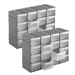 Foto van 2x stuks ophangbare grijze huishoud organizers/sorteerdoosjes met 16 vakken 22 cm - opbergbox