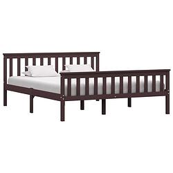 Foto van Vidaxl bedframe massief grenenhout donkerbruin 160x200 cm