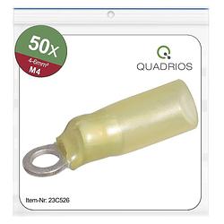 Foto van Quadrios 23c526 ringkabelschoen dwarsdoorsnede (max.): 6 mm² gat diameter: 4.3 mm deels geïsoleerd geel 50 stuk(s)