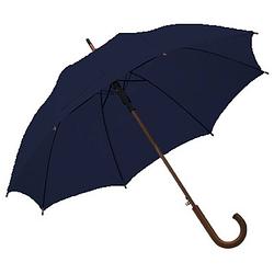 Foto van Navy blauwe paraplu met houten handvat 103 cm - paraplu's