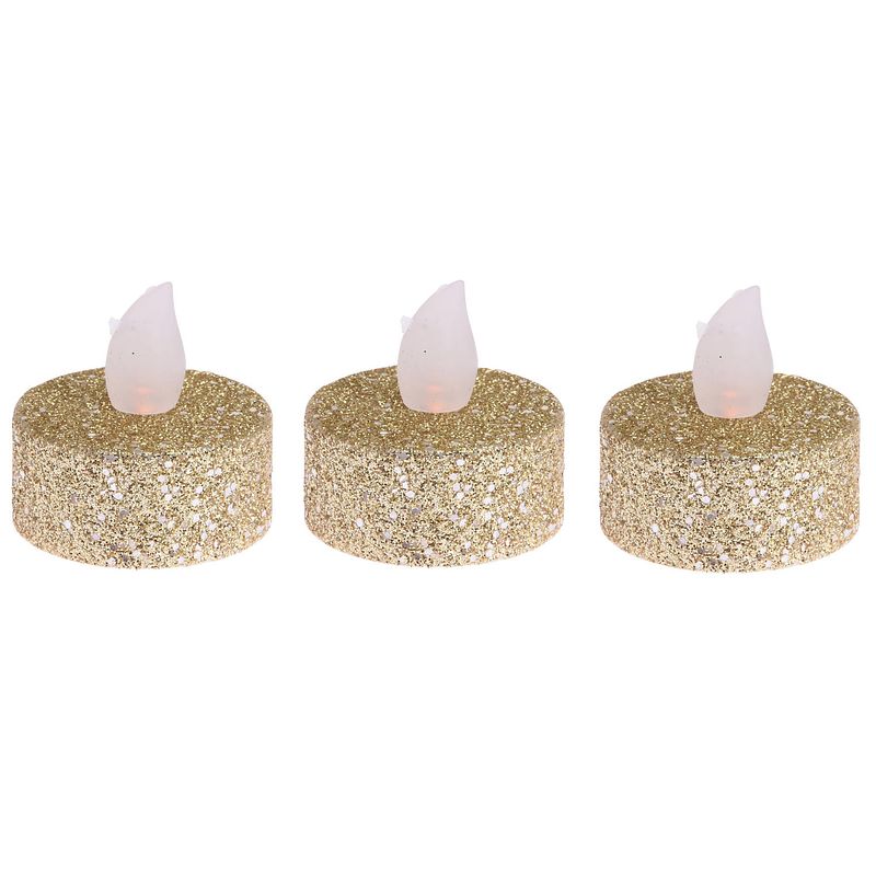 Foto van 6x stuks led theelichtjes/waxinelichtjes goud glitter - led kaarsen