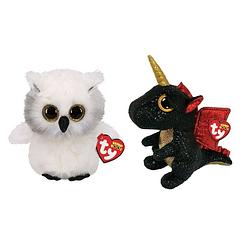 Foto van Ty - knuffel - beanie boo's - ausitin owl & grindal dragon