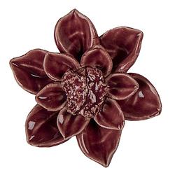 Foto van Clayre & eef decoratie beeld bloem ø 8*4 cm rood keramiek decoratief figuur decoratieve accessoires woonaccessoires