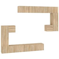 Foto van The living store tv meubel sonoma eiken - set van 2 (s) - 2 (m) en 4 (l) - bewerkt hout - afmetingen- 30.5 x 30 x 30