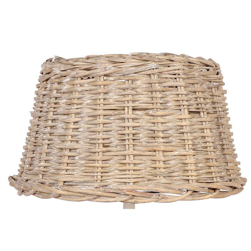 Foto van Haes deco - rotan lampenkap - natural cosy - beige rotan gevlochten - formaat ø 38x22 cm, voor fitting e27 - tafellamp