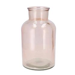 Foto van Dk design bloemenvaas melkbus fles - helder glas zachtroze - d17 x h30 cm - vazen