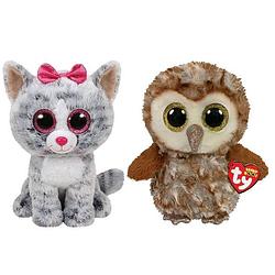 Foto van Ty - knuffel - beanie buddy - kiki cat & percy owl