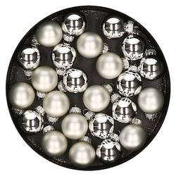 Foto van Othmar decorations mini kerstballen van glas - 24x - zilver - 2,5 cm - kerstbal