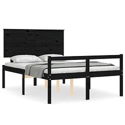 Foto van The living store houten bedframe - massief grenenhout - 195.5 x 145.5 x 82.5 cm - zwart