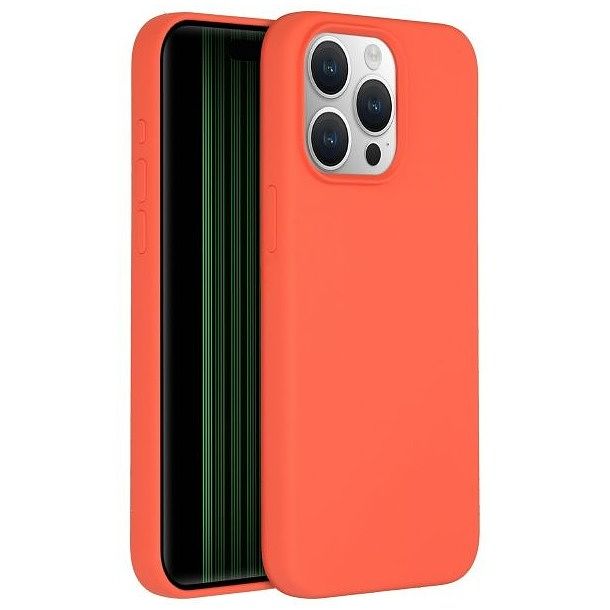 Foto van Accezz liquid silicone backcover met magsafe iphone 15 pro max telefoonhoesje oranje