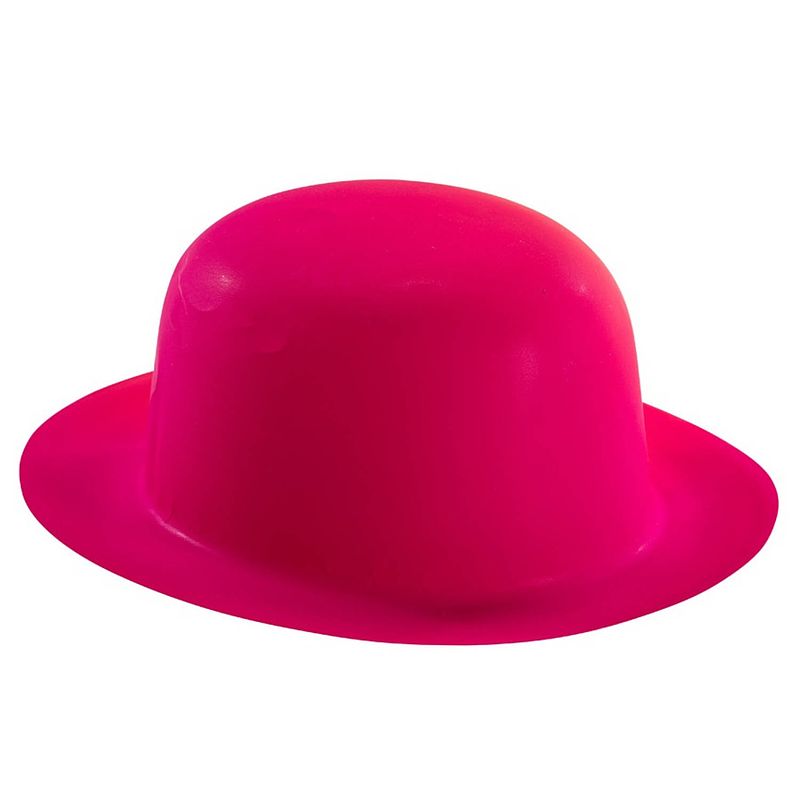 Foto van Carnival toys hoed bowler fluorescerend roze one-size