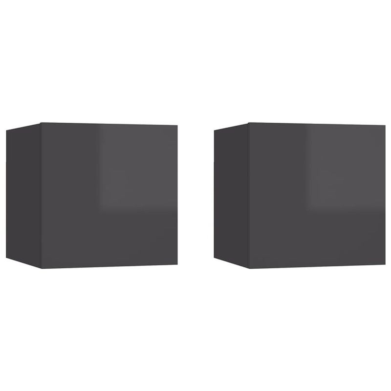 Foto van The living store televisiekastenset - hifi-kast - hoogglans grijs - 30.5 x 30 x 30 cm - deur links/rechts - materiaal-