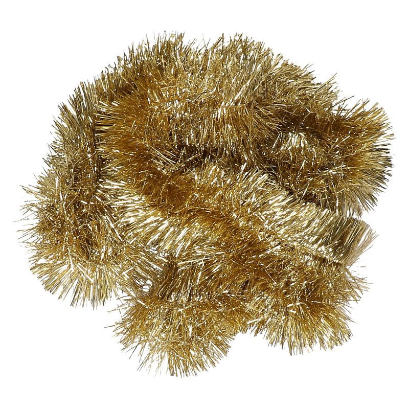 Foto van Kerstslinger - goud - 270 x 7 cm - glans - lametta/folie slinger - kerstslingers