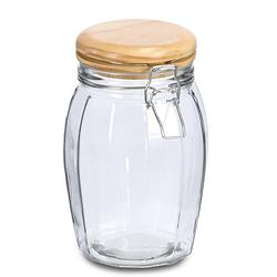 Foto van Zeller voorraadpotten/bewaarpotten - 1.2l - glas - met beugelsluiting - d12 x h19 cm - voorraadpot