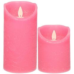 Foto van Anna collection led kaarsen - 2x stuks - fuchsia roze - 10 en 15 cm - led kaarsen