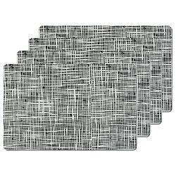 Foto van Placemats gestreept - 4x - kunststof - 44 x 29 cm - zwart - abstract - placemats