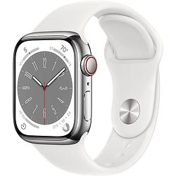 Foto van Apple watch series 8 45mm gps + cellular rvs sportbandje wit