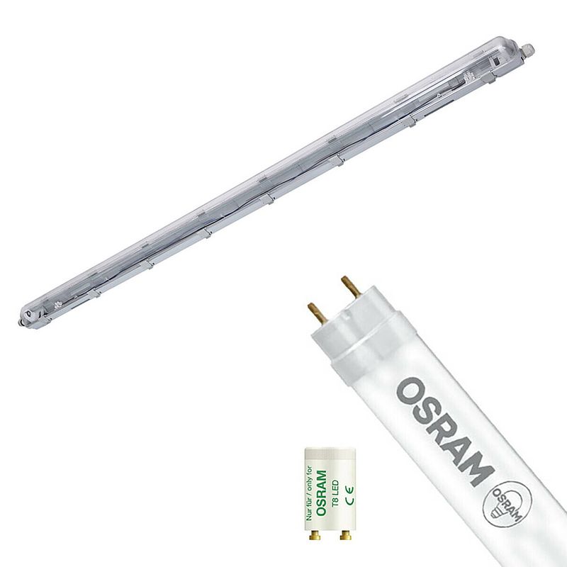 Foto van Led waterdichte tl armatuur met t8 buis - velvalux strela - 150cm - enkel - koppelbaar - waterdicht ip65 - osram -