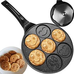 Foto van Koekenpan voor het bakken van 7 emoji pancakes 26 cm zwart