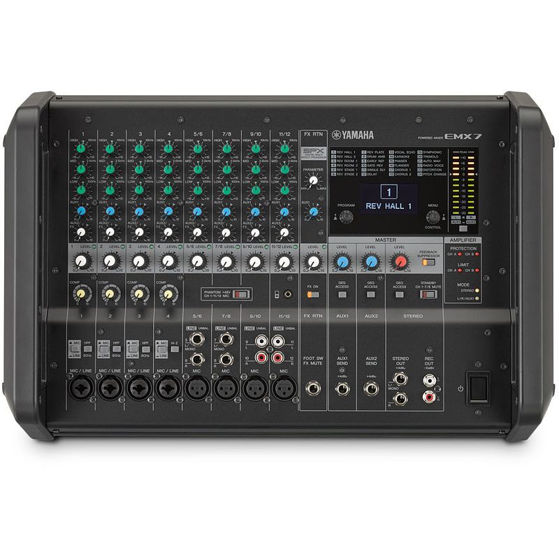 Foto van Yamaha emx7 portable powered mixer