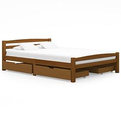 Foto van Vidaxl bedframe met 4 lades massief grenenhout honingbruin 140x200 cm