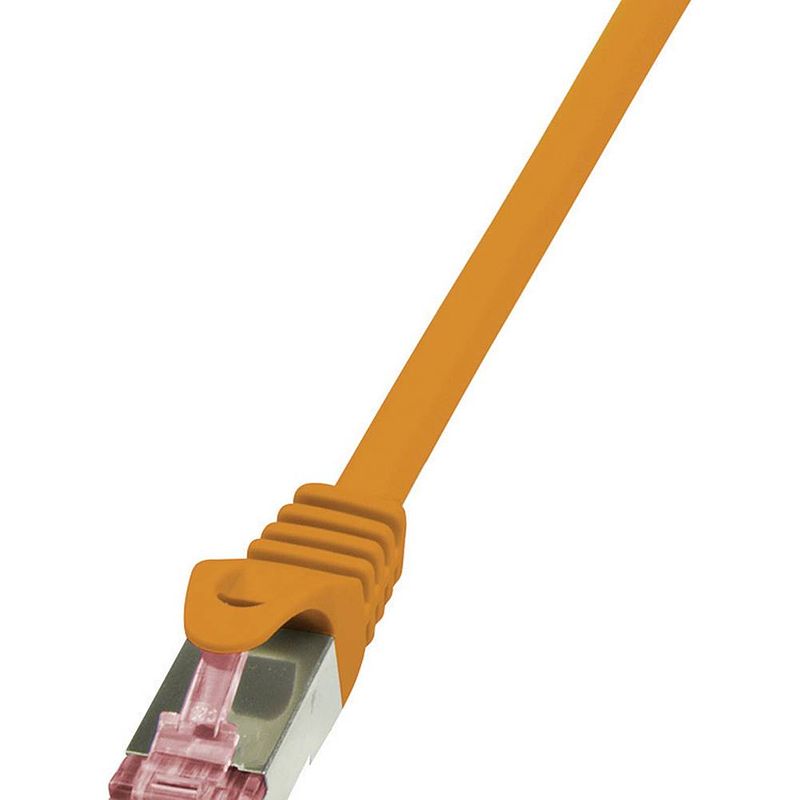 Foto van Logilink cq2098s rj45 netwerkkabel, patchkabel cat 6 s/ftp 10.00 m oranje vlambestendig, snagless 1 stuk(s)