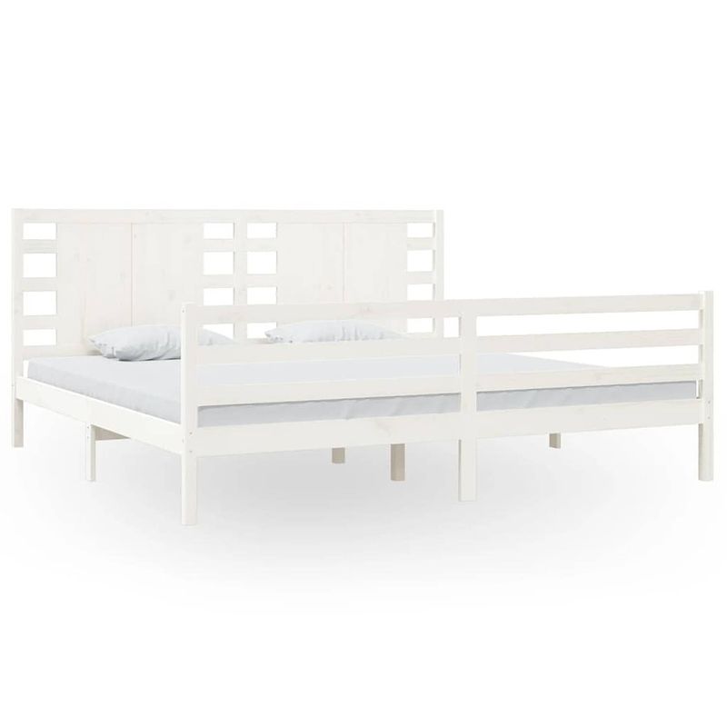 Foto van Vidaxl bedframe massief grenenhout wit 200x200 cm