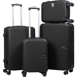 Foto van Lucceti - kofferset 4-delig - handbagage - met wielen - koffers - trolley - milaan - zwart