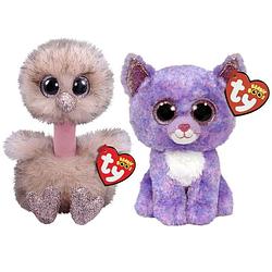 Foto van Ty - knuffel - beanie boo's - henna ostrich & cassidy cat