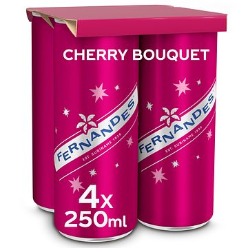 Foto van Fernandes cherry bouquet sparkling lemonade blik 4 x 250ml bij jumbo