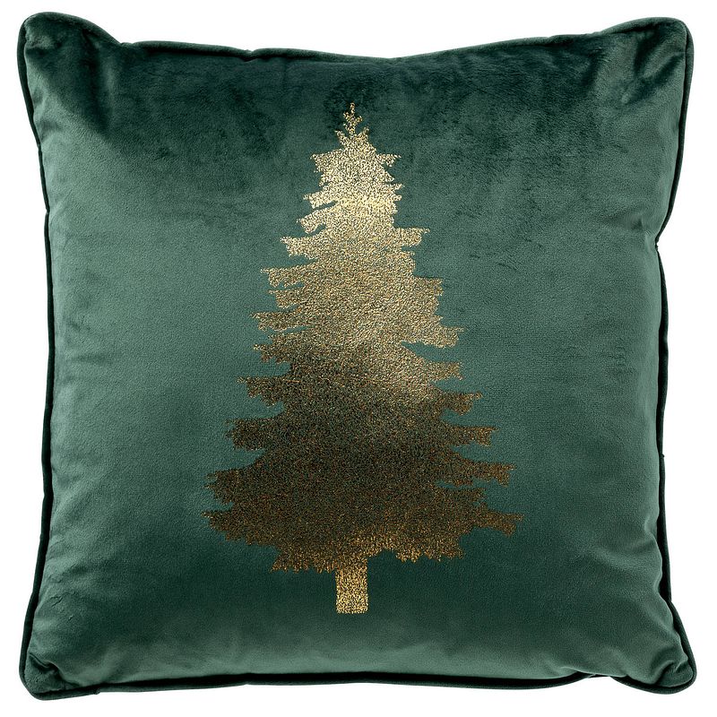 Foto van Tree - sierkussen 45x45 groen - kerst decoratie - velvet