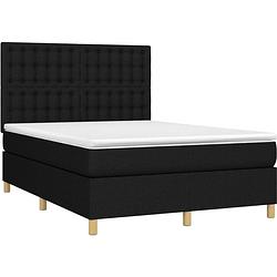 Foto van The living store boxspringbed - comfort - bed - 193 x 144 x 118/128 cm - zwart stof - verstelbaar hoofdbord -