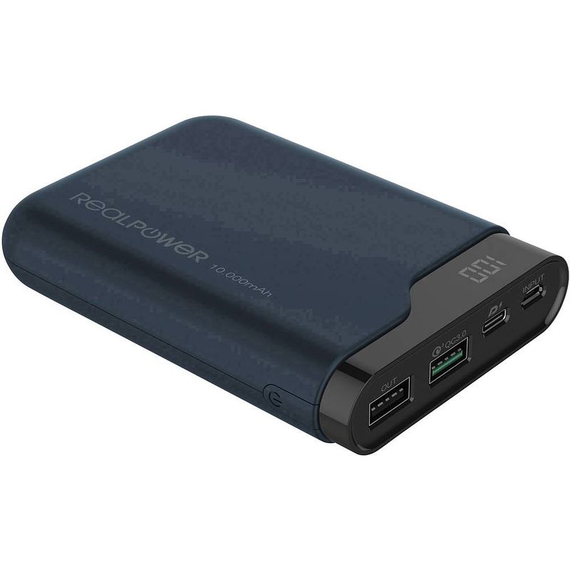 Foto van Realpower pb-10000 pd powerbank 10000 mah quick charge 3.0 li-ion midnight blue