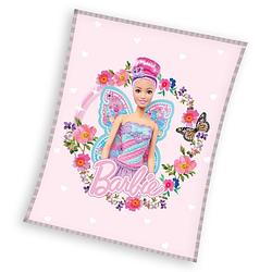 Foto van Barbie fleece deken flowers - 110 x 140 cm - polyester