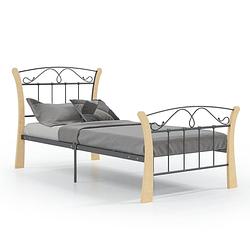 Foto van The living store bedframe eikenhout zwart 206 x 90 x 100 cm - massief - stevig en duurzaam