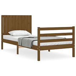 Foto van The living store bedframe - massief grenenhout - 205.5 x 95.5 x 100 cm - honingbruin