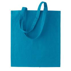 Foto van Basic katoenen schoudertasje in het turquoise blauw 38 x 42 cm - schoudertas