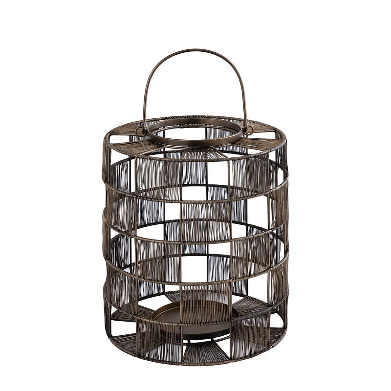 Foto van Ptmd stenn brass iron round wired lantern squares l