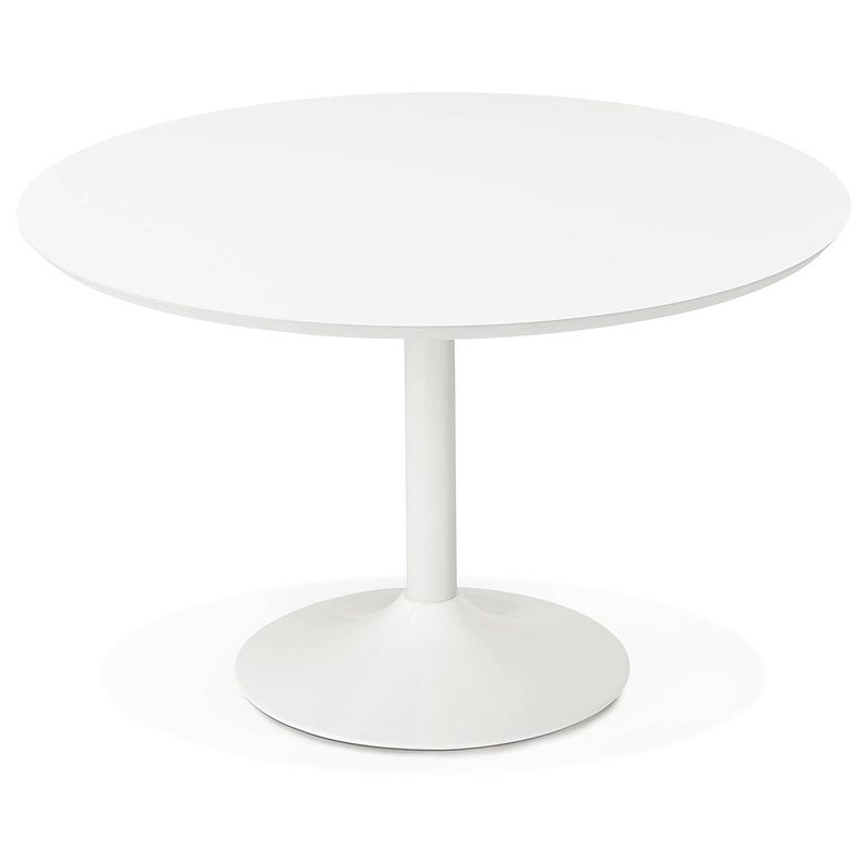 Foto van 24designs ronde witte eettafel elin - 120 cm 4 personen x hoogte 75,5 cm - wit