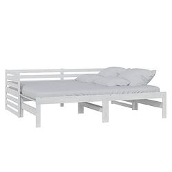 Foto van The living store houten slaapbank - wit - 203.5 x 185 x 68.5 cm - massief grenenhout - logeerbed en bank - geschikte