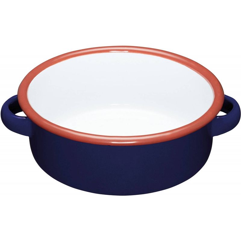 Foto van Emaille serveerschaal - blauw, 14cm - kitchencraft world of flavours