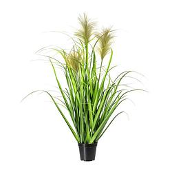 Foto van Kopu® kunstplant chinees riet 90 cm - 3 pluimen - in zwarte pot