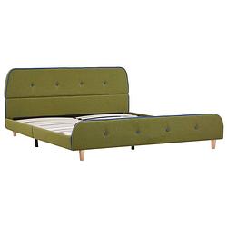 Foto van The living store bedframe - klassiek design - hout en ijzer - groen - 208 x 146 x 81 cm