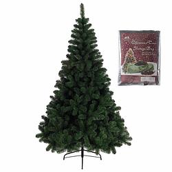 Foto van Kunst kerstboom/kunstboom groen 150 cm inclusief opbergzak - kunstkerstboom