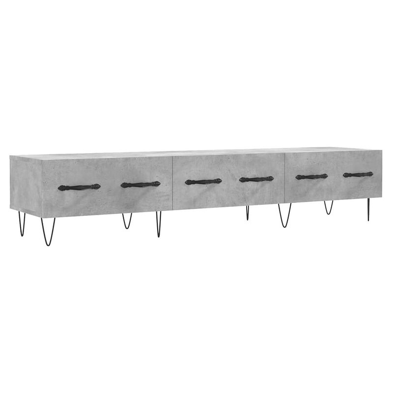 Foto van The living store tv-meubel - betongrijs - 150 x 36 x 30 cm - 3 lades - bewerkt hout en ijzer